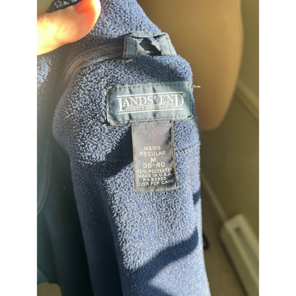 Vintage 90s Mens Lands End Navy Blue Fleece - Picture 5 of 5